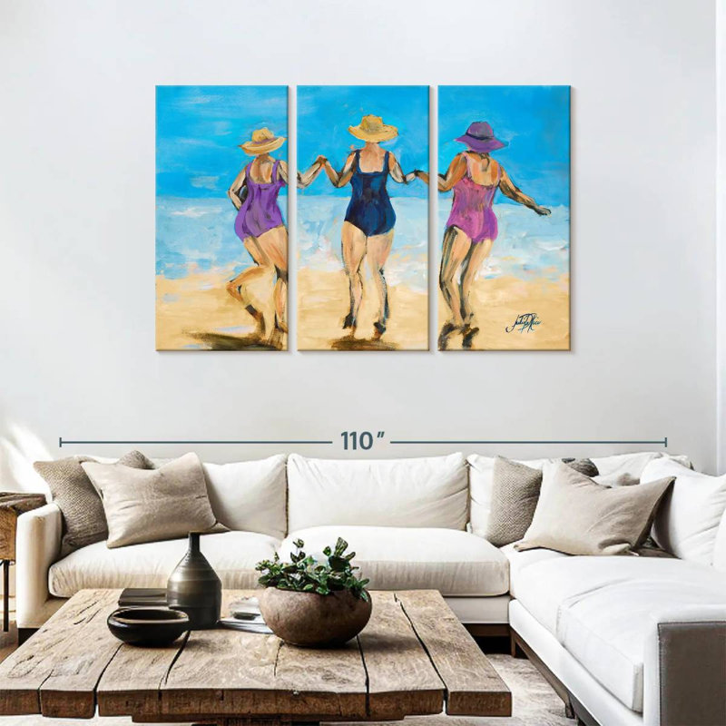 Mesdames Leisha sur la plage II, H 48 po x l 74 po