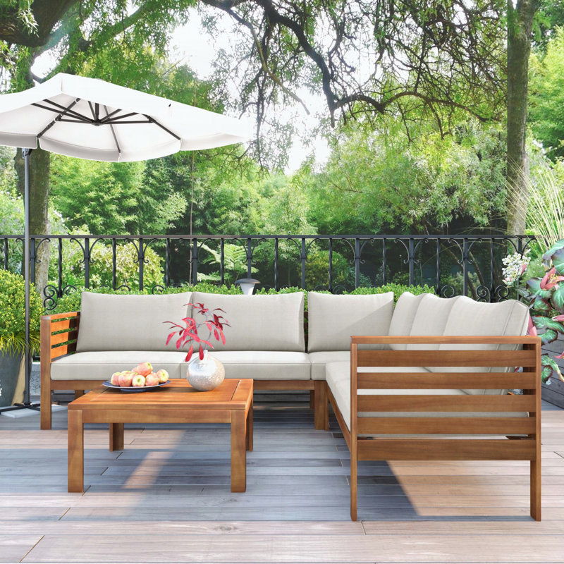 Ensemble de canapé d'extérieur 7 pièces avec coussins 7 pièces, Beige