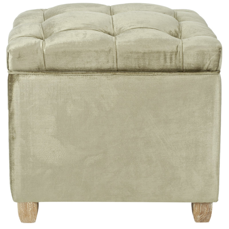 Repose-pieds carré en velours Touffeté de 19,1 po avec rangement, Sauge antique