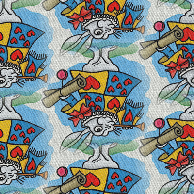 Tapis bleu/rouge à motifs