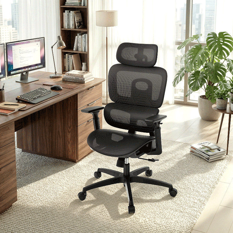Ergonomic Office Chair, Rolling Task Chair with Adjustable Headrest, Armrest, Lumbar Support and Seat Depth