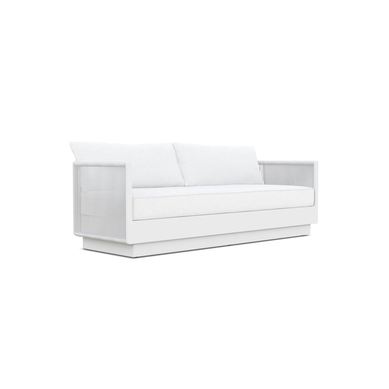 Porto 85.83" Wide Outdoor Reversible Patio Sofa with Cushions, Matte White Frame/Cloud Cushion