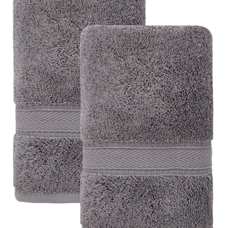 Ensemble de deux serviettes de toilette en coton turc gris foncé, 40 x 75 cm