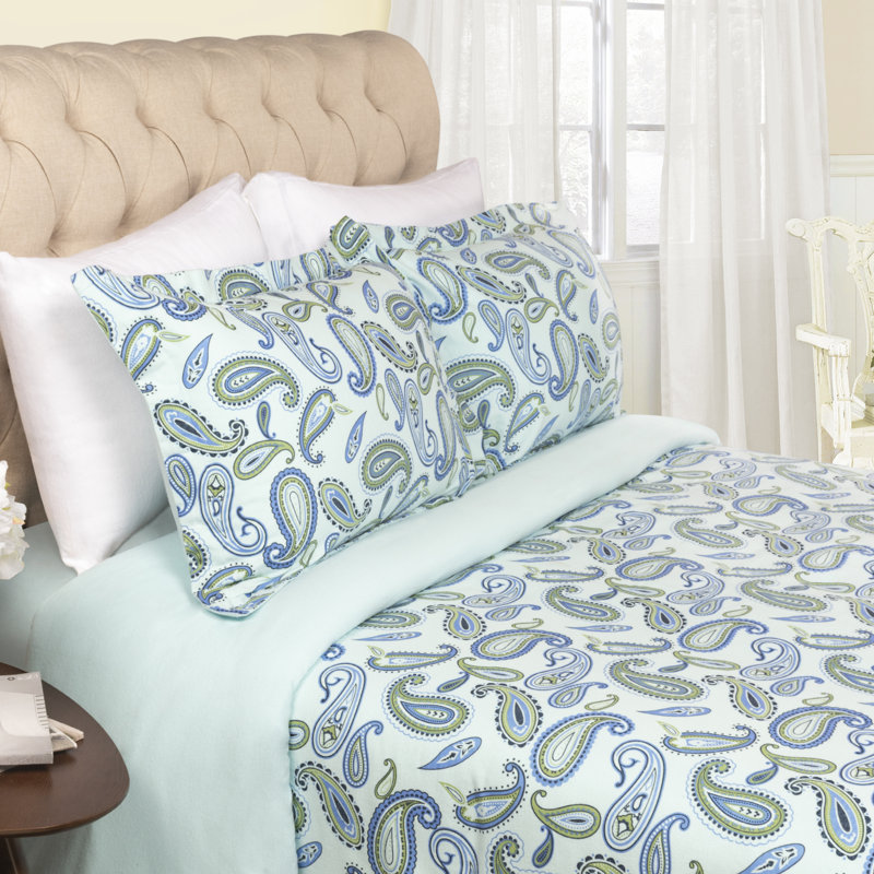 Superior Flannel Cotton Modern Classic Fuzzy Duvet Cover Set With Pillow Shams, Full / Queen Duvet + 2 Shams
