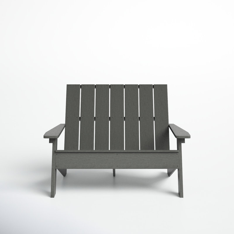 Byrnes Recycled Plastic Double Adirondack Loveseat, Coastal Teak