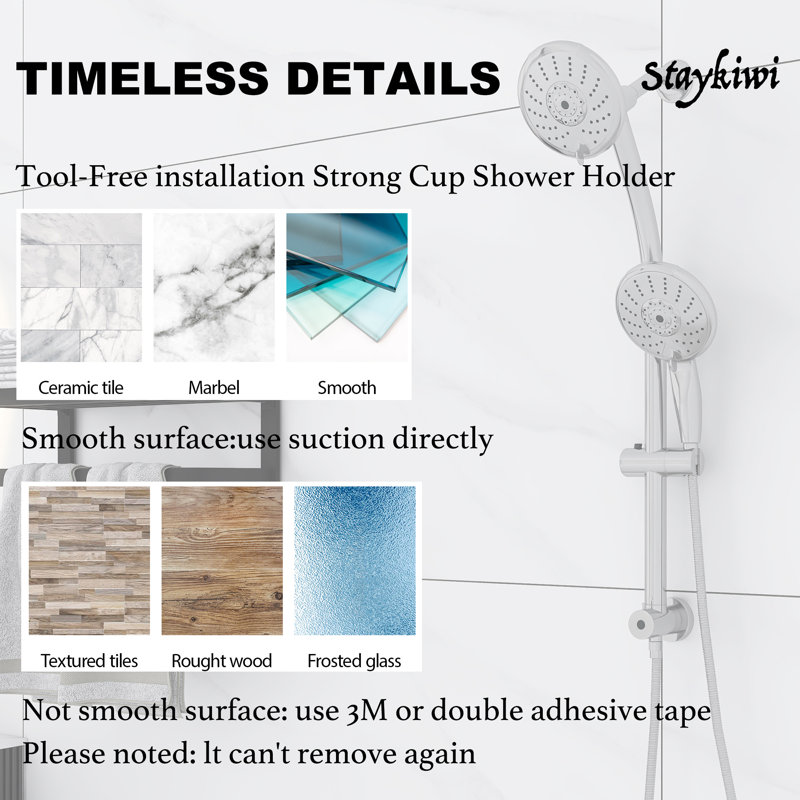 5" Multi Function Dual Shower Head, with Adjustable Slide Bar, Chrome