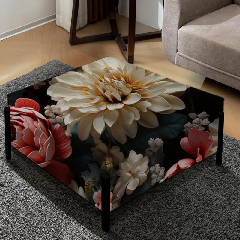 Renaissance Opulence - motif floral grand repose-pieds carré floral