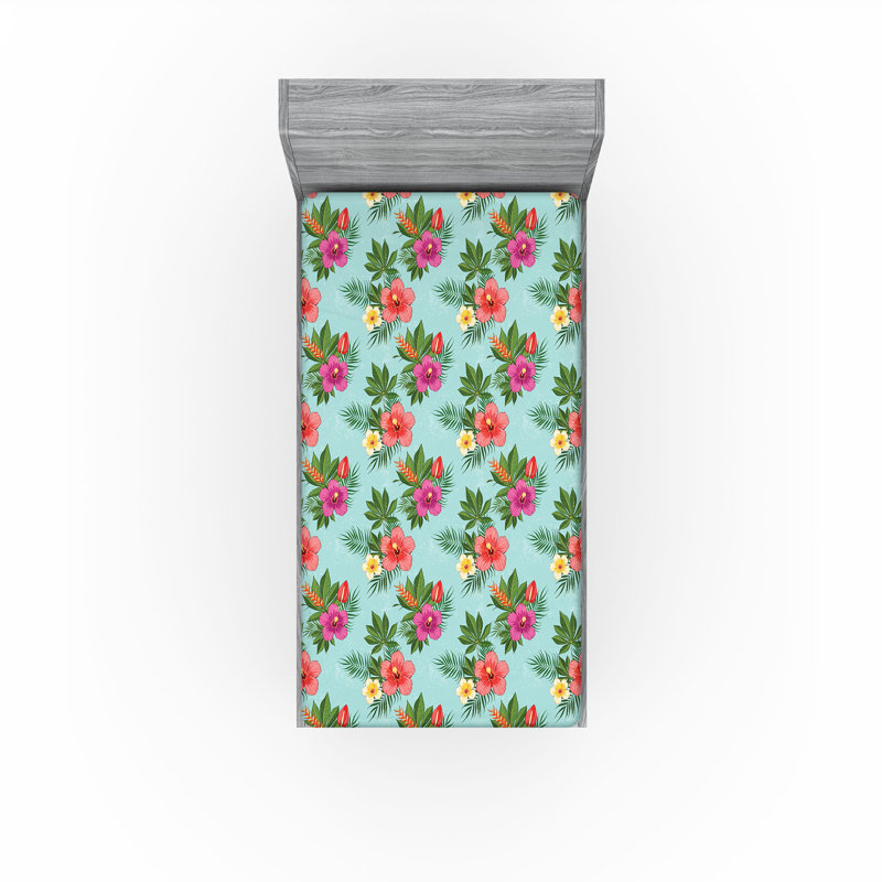 Ensemble de 2 draps-housses Ambesonne, Drap-housse de taille simple, Multicolor Floral 13