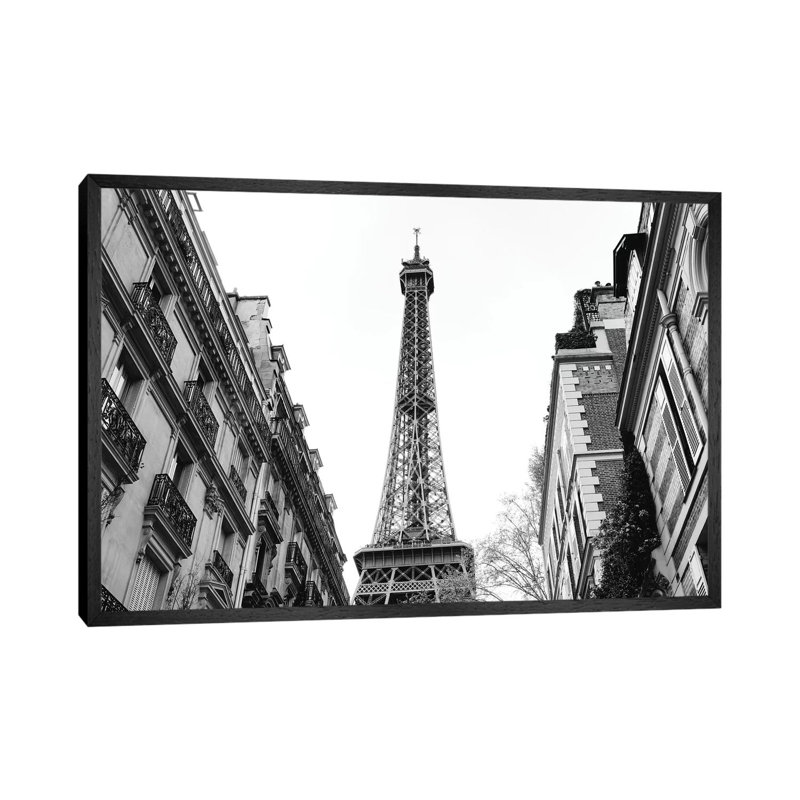 Eiffel Tower V by Bethany Young - Print on Canvas, 66.04cm H x 101.6cm W x 3.81cm D, Black Framed