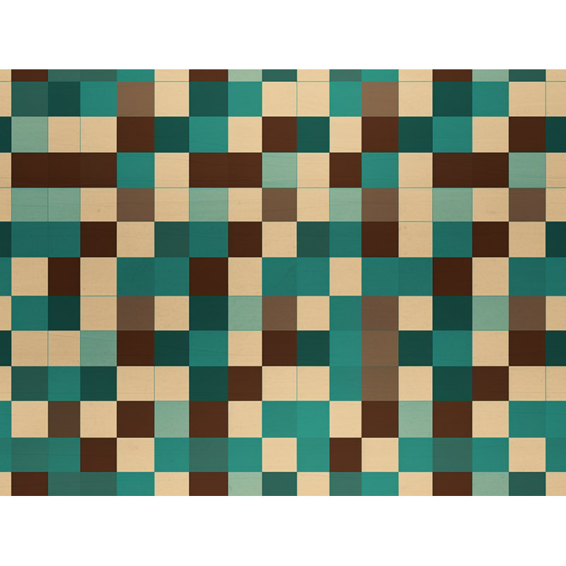 Machine Printed Comforter, Queen Comforter, Brown/Turquoise Checkered