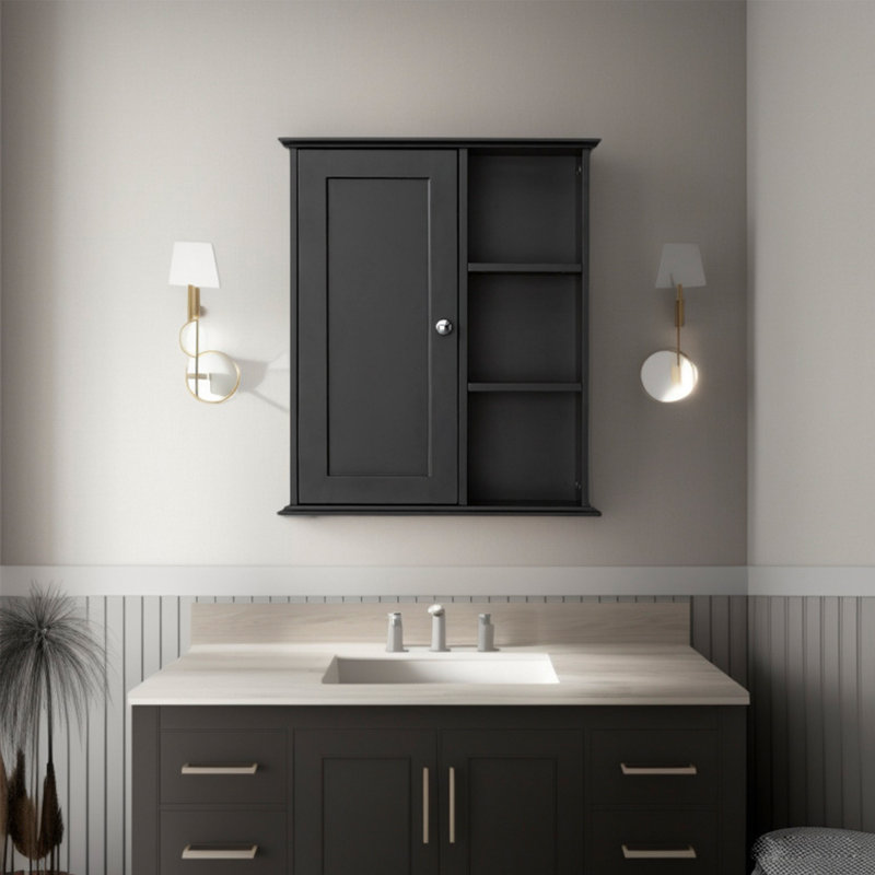 23.6" Wall Bathroom Cabinet, Black