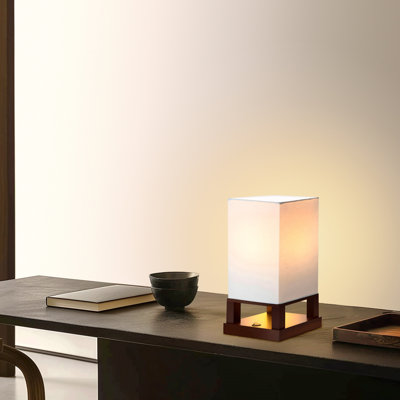 Maxwell 14 in. LED Bedside Table Lamp with Fabric Square Shade Bundle (Set of 2)