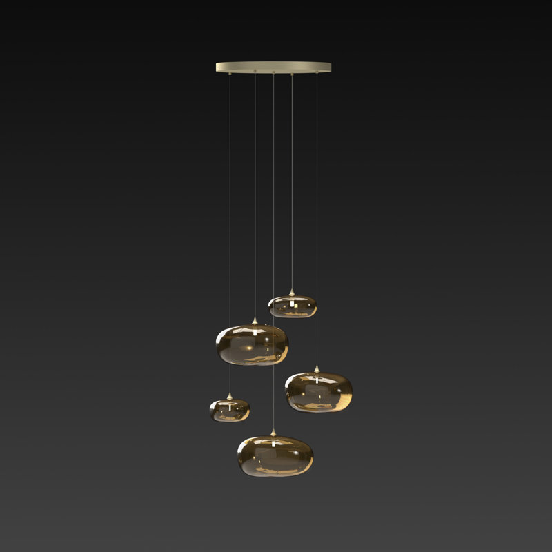 Kloud mix of 5 Pendant Lights, Amber, White, 80"