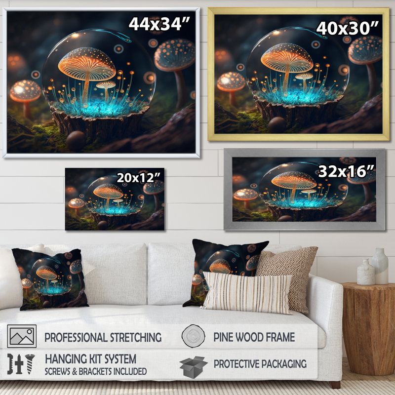 " Ancient Alchemy Magical Mushrooms I ", 12" H x 20" W x 1" D, Wrapped Canvas