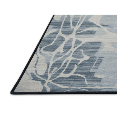 Machine Washable Abstract Gray Area Rug