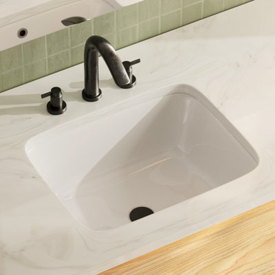 Los Flexi 20" x 16" Rectangular Undermount Bathroom Sink with Overflow, White Ceramic Vanity Sink