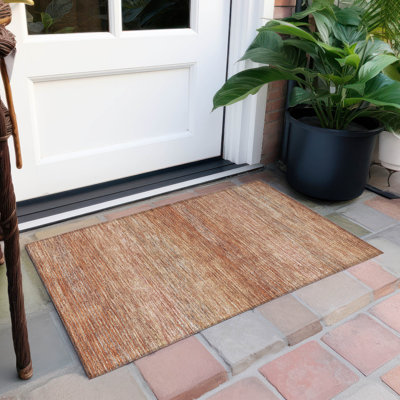 Machine Washable Indoor/Outdoor Christain ACN1266 Copper Rug