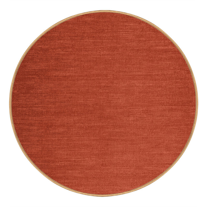 Machine Washable Solid Brown Area Rug, Round 3'