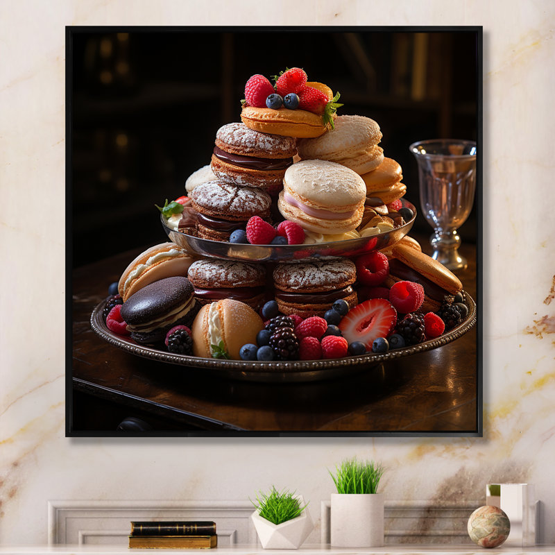 Sweet Pastries IV sur impression sur toile, H 24 po x l 24 po x P 1 po, Cadre flottant noir