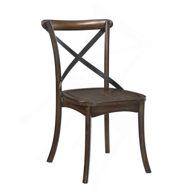 Chaise d'appoint en chêne foncé et noir avec dossier en forme de X (ensemble de 2)