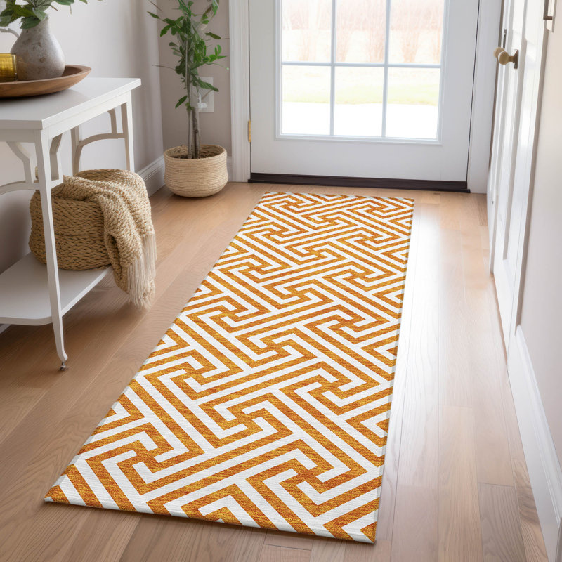 Washable Geometric Indoor / Outdoor Rug, Runner 2'3" x 7'6"