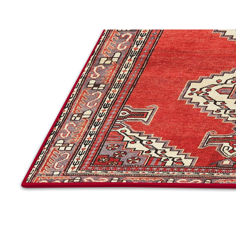 Tapis traditionnel rouge / beige Jonelle, Rectangle 4 pi x 6 pi