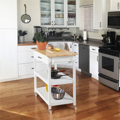 Îlot de cuisine avec plateau en bois massif Clinten