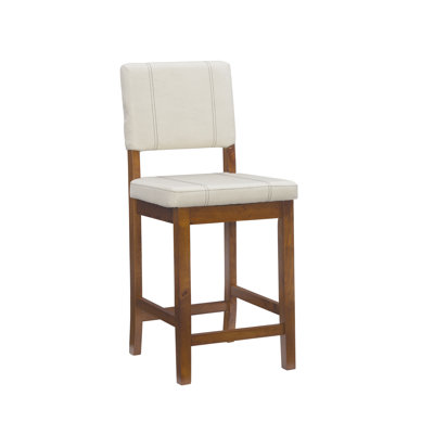 Upholstered Counter Stool with Solid Wood Frame