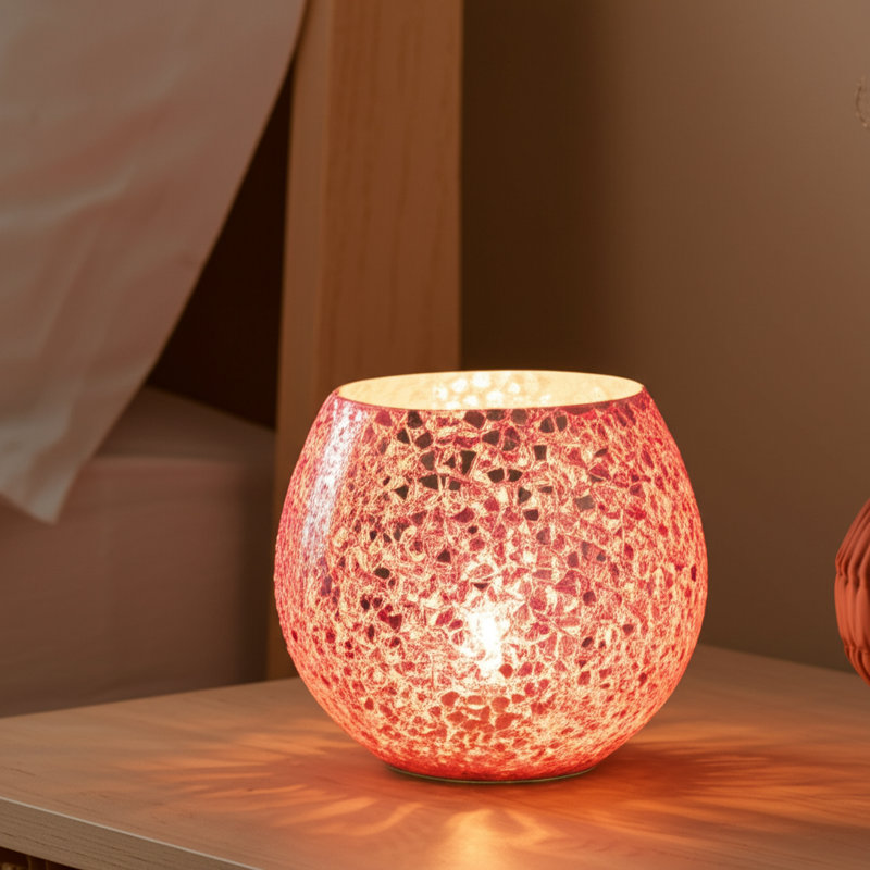 4" Glass Crackled Candle - Contemporary Glam 11oz Pink Santal Vanilla Scented Decorative Candle - Trendy Home Decor - Easy Candle Gift Idea.