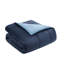 Ensemble d'édredon réversible bleu uni avec ensemble de draps-113301467