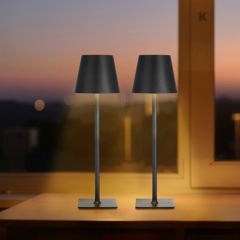Ensemble de 2 lampes de table sans fil 5200mah, Noir