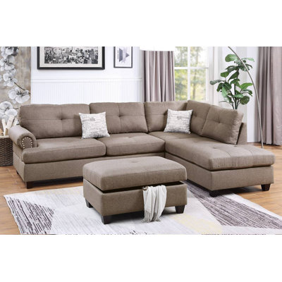 Upholstered L-Shaped Sectional Reversible