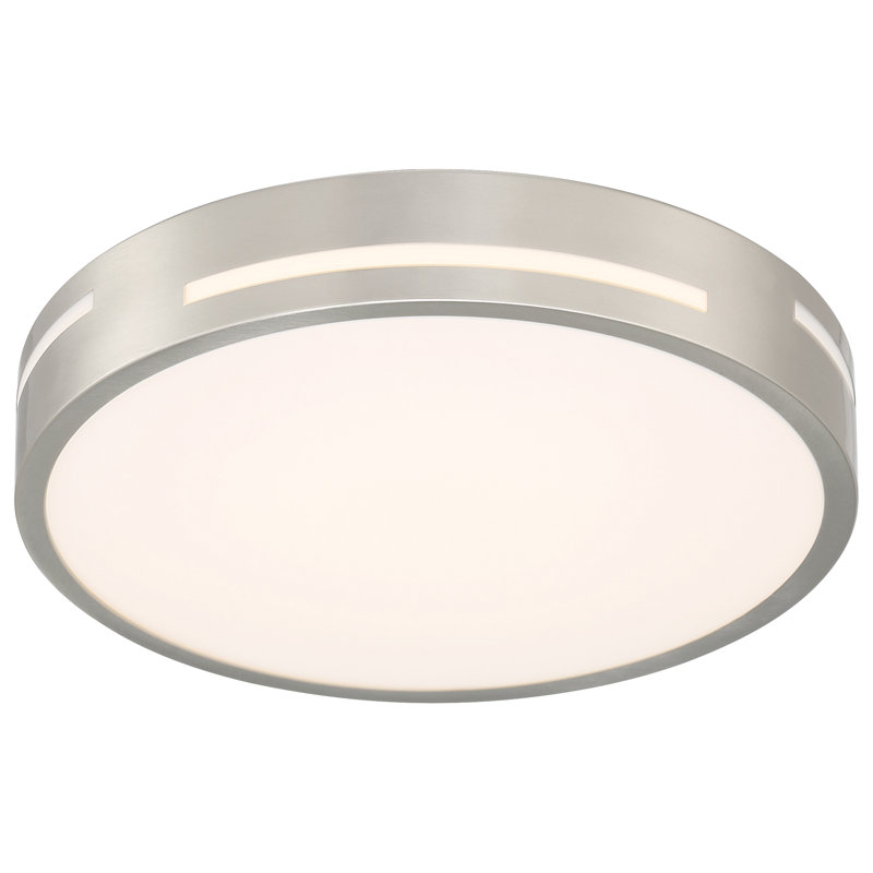 Brushed Steel Drum LED Flush Mount Light