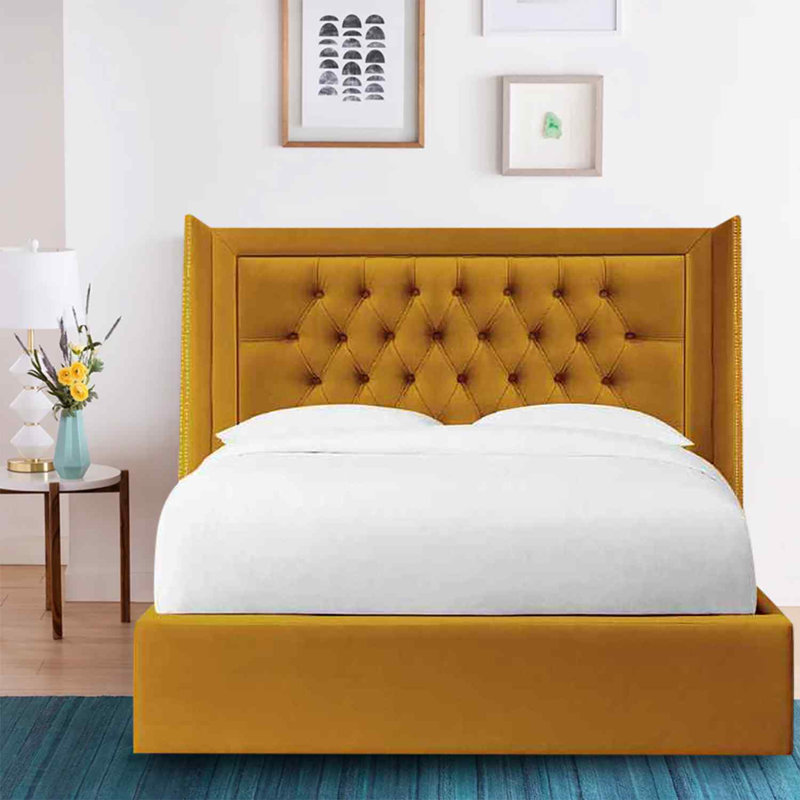 Upholstered Bed, Single (3'), Mustard