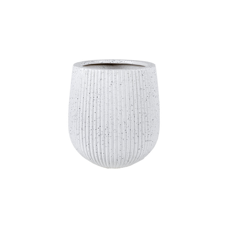 Pot à fleurs nervuré Wesham, 11" L x 11" W x 11.75" H, Blanc moucheté