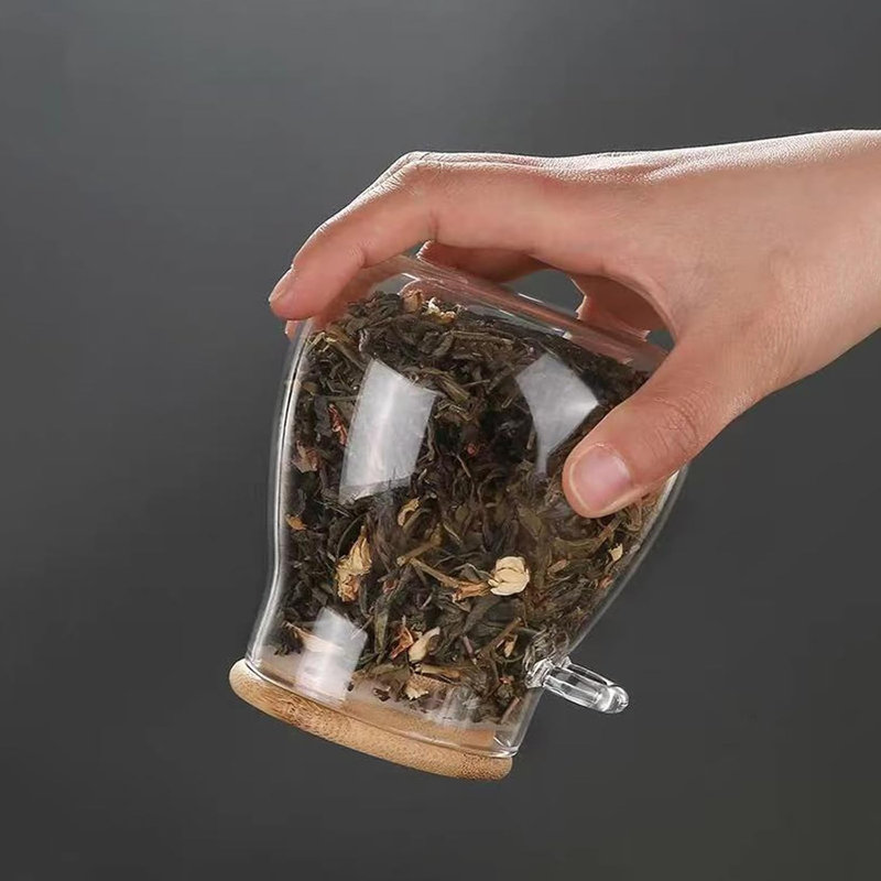 Glass Storage jars with Bamboo Lids and Spoon -16 oz