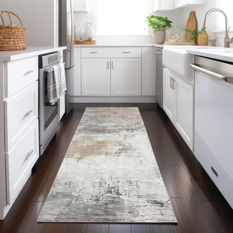 Tapis ivoire intérieur / extérieur lavable à la machine Cinead ACN1685, Tapis de couloir 2 pi 3 po x 7 pi 6 po
