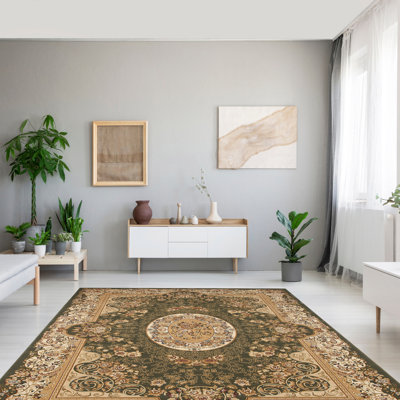 Tapis oriental vert / brun intérieur / extérieur Turkuaz
