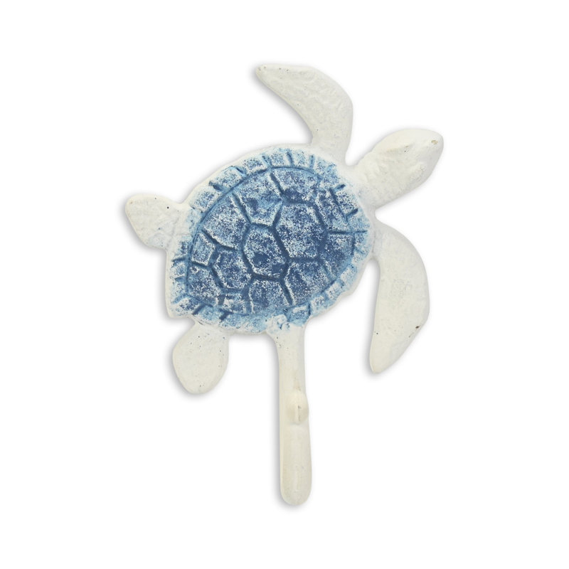 4" White Cast Iron Turtle Wall Hook