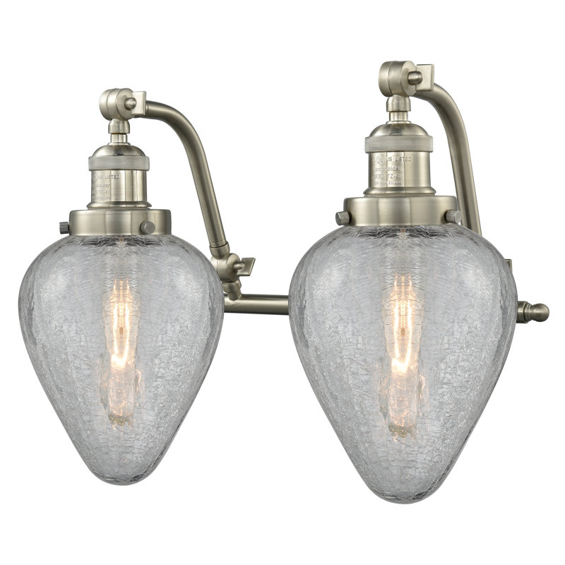 Éclairage pour meuble-lavabo à intensité variable Shauna, Nickel satiné brossé, 2 lumières
