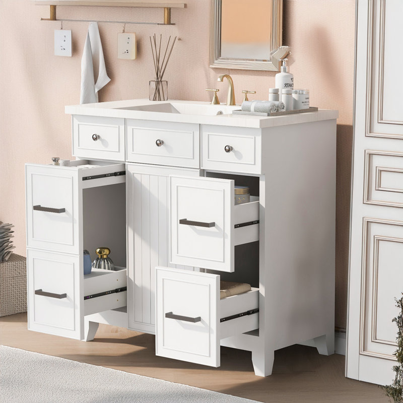 Rangement pour salle de bain Chandace, Blanc