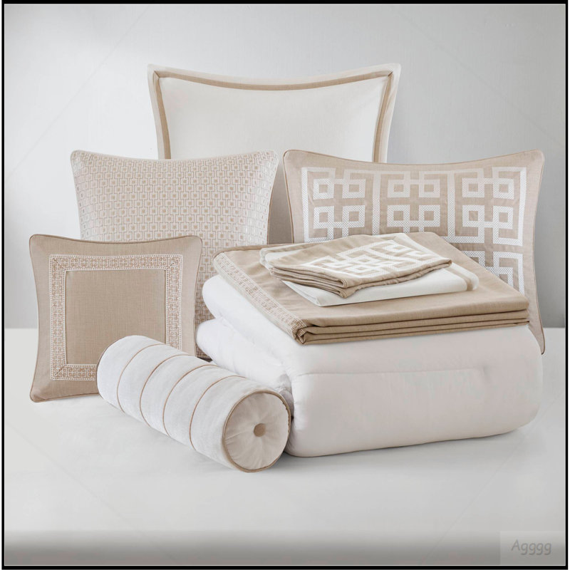 8- Piece Queen Comforter Set, taupe