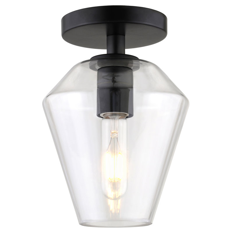 Alexsondra Glass Semi Flush Mount, Matte Black