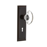 Crystal Oval Interior Mortise Door Knob with New York Long Plate
