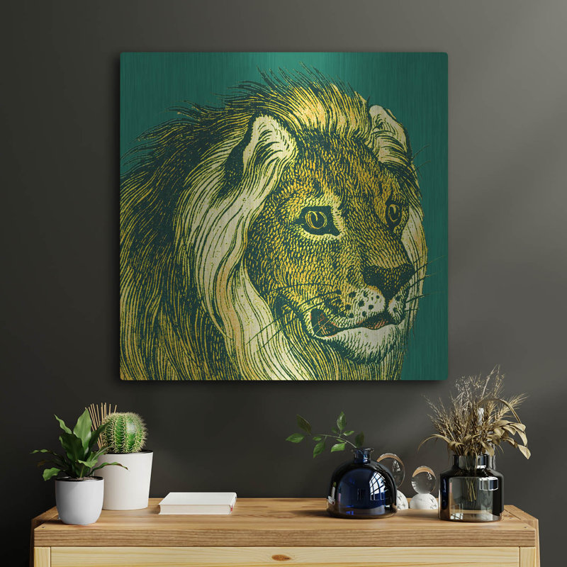 Art mural luxueux en métal «Jungle Flair 3» par Wild Apple, 24 po x 24 po, H 24 po x l 24 po