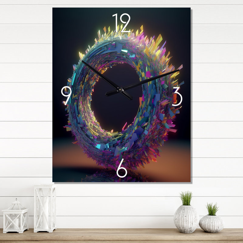 Horloge murale en spirale néon, H 40 po x l 30 po x P 1 po