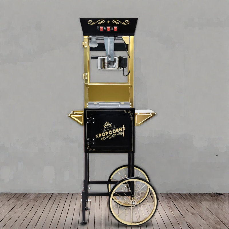 Machine à maïs soufflé 12 oz avec roues, machine à maïs soufflé rétro pour fêtes