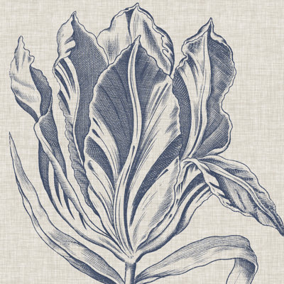 Indigo floral sur lin I