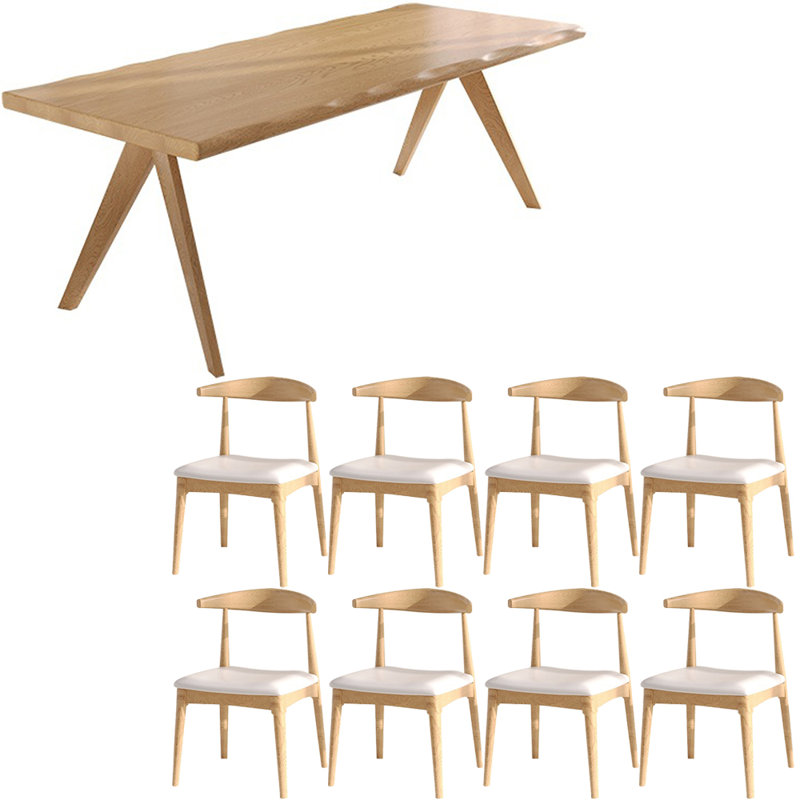 Modern simple solid wood dining table set., 29.5"H x 86.6"L x 35.4"W