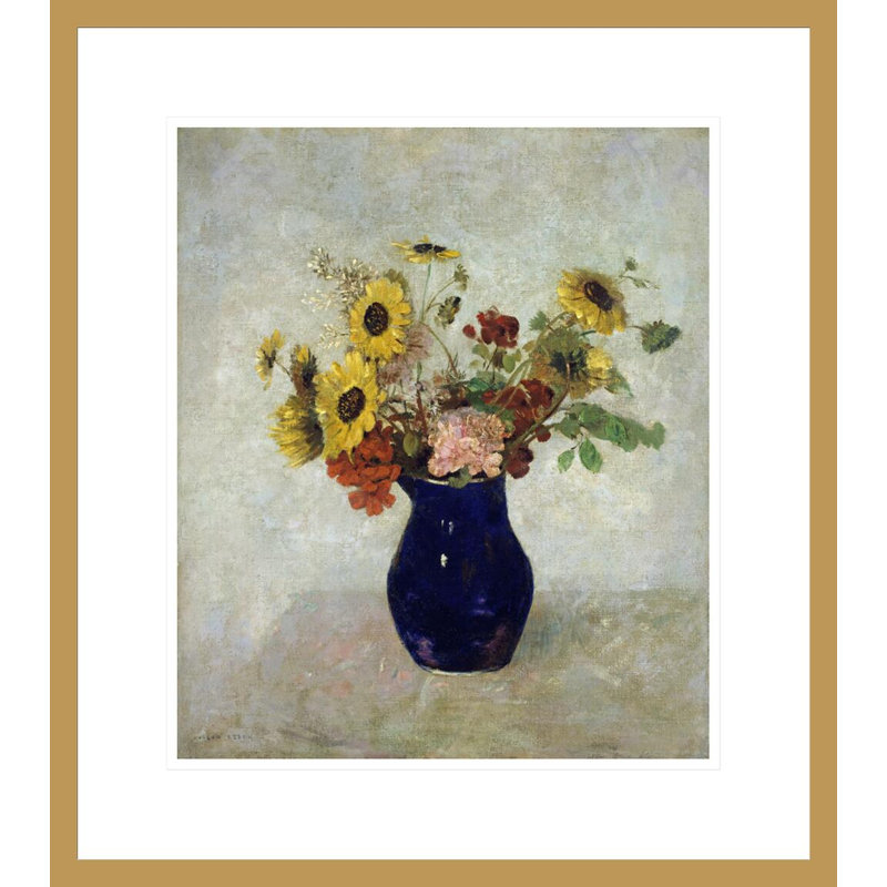 «Vase De Fleurs» par Odilon Redon, impression giclée sur cadre, H 19,98 po x l 17,75 po